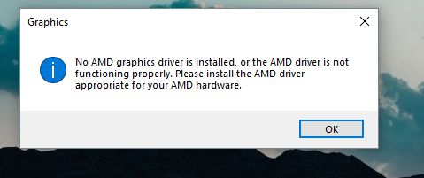 No amd graphics driver is installed как исправить